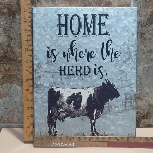 Home Is Where The Herd Is Metal Tin Wall Hanging Decor - Picture 10 of 11